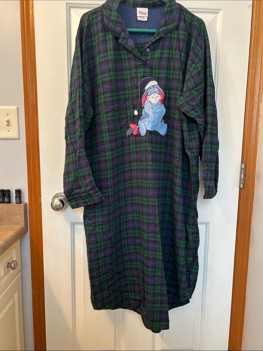 Disney Plaid Green & Navy Christmas eeyore Disney store  Nightgown